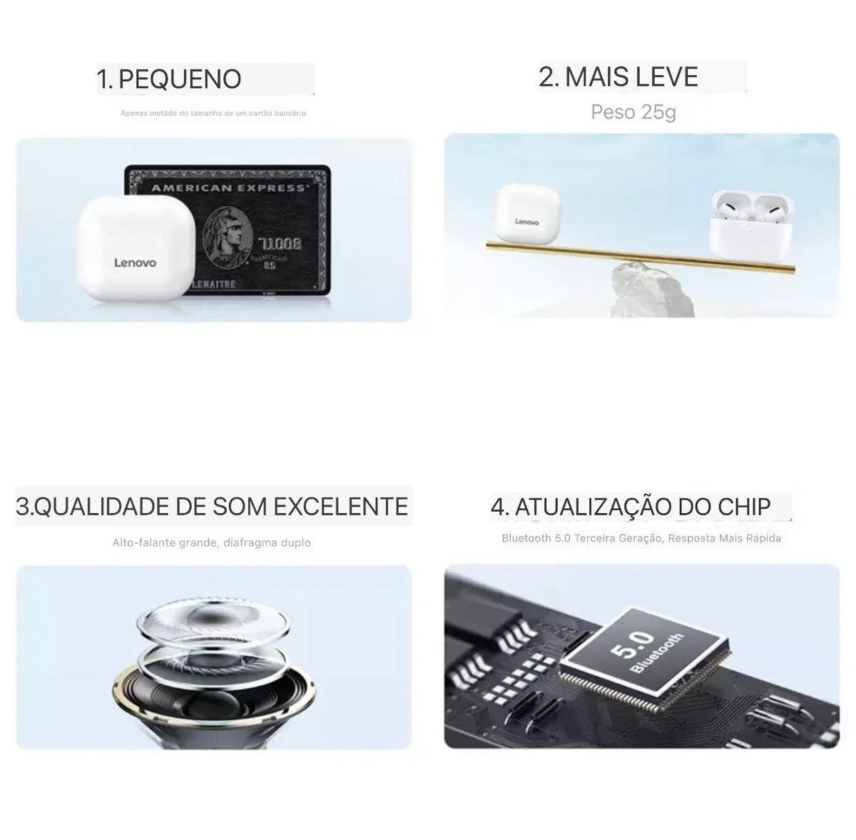 Lenovo lp40 pró fone de ouvido bluetooth 5.1 fones sem fio à prova d'água, ideal para esportes.